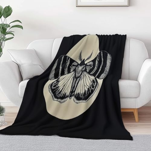 Fantasy-Kunst Kuscheldecke 180 x 220 cm Weiche Warme Decke, Mond Gestreifte Motte Flanell Schlafsofa Bedruckte Decke Für Kind Erwachsene Schlafzimmer Camping Picknick von Generic