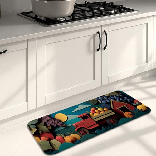 Farmhouse Küchenmatten für Boden, buntes Obstwagen-Design, weiche Matten, gepolstert, bequem, waschbar, rutschfest, Dekor-Teppiche für Küchenspüle, Waschküche, Badezimmer, 40,6 x 129,9 cm Farmhouse Küchenmatten für Boden, buntes Obstwagen-Design, weiche Matten, gepolstert, bequem, waschbar, rutschfest, Dekor-Teppiche für Küchenspüle, Waschküche, Badezimmer, 40,6 x 129,9 cm von Generic