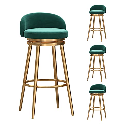 Farmhouse Velvet Zähler Höhe Bar Stools Set of 4 with Swivel Green Velvet Upholstered Seat Gold Metal Legs 360° Swivel 65cm Height von Generic