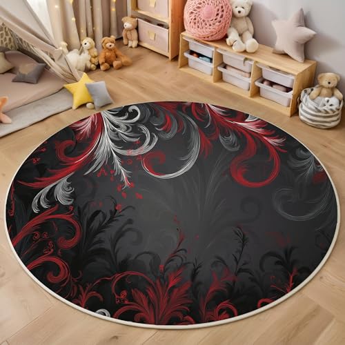 Federranke Waschbarer Teppich Rund 90 cm Runder Wohnzimmer Rutschfester Tepich Kurzflor Carpet Living Room Bedroom Esszimmer Teppiche Büro, Dunkelgrau, Dunkler Stil Federranke Waschbarer Teppich Rund 90 cm Runder Wohnzimmer Rutschfester Tepich Kurzflor Carpet Living Room Bedroom Esszimmer Teppiche Büro, Dunkelgrau, Dunkler Stil von Generic