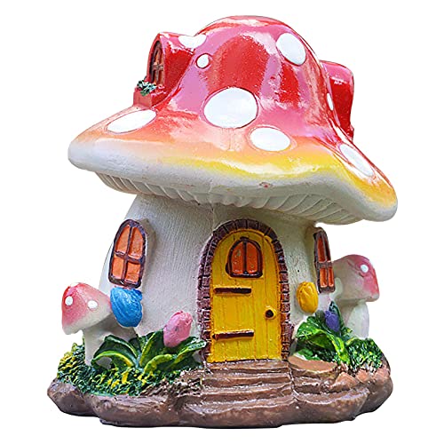 Feenhaus Pilz Gartenfigur Für Außen Harz Elfenhaus Landschaftsstatuette Entzückende Gno-me Hütte Garten Deko Gartendekor Rasendekor Harz Ornament Pilzhaus Statue Für Patio Yard Dekorationen von Generic