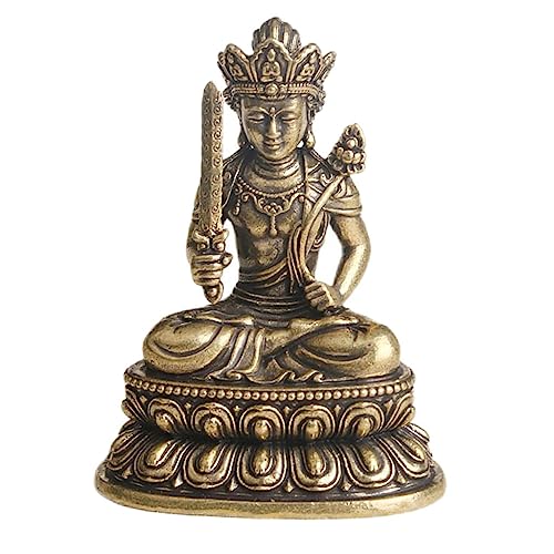 Fengshui-Skulptur, Tischfigur, 1 Mini-Buddha-Statue, antike Akasagarbha-Bodhisattva-Tischdekoration aus reinem Messing, religiöse Anbetung, Buddha-Kunsthandwerk, Ornamente von Generic