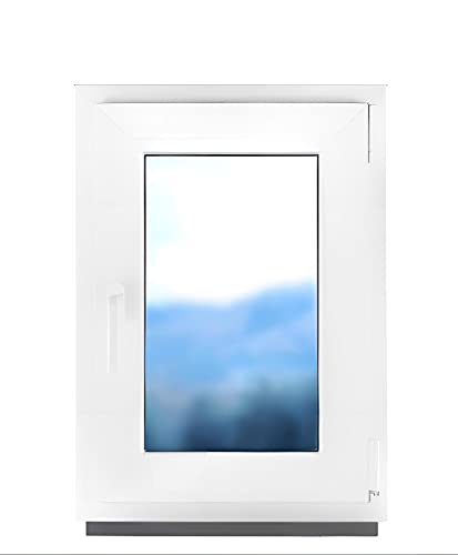 Fenster Badfenster Kunststofffenster Kunstoff weiß BxH 45 x 55 cm 450 x 550 mm DIN Rechts - ALLE GRÖßEN 2 fach Verglasung - Milchglas Satinato - Funktion Dreh-Kipp - BauPlaza von Generic