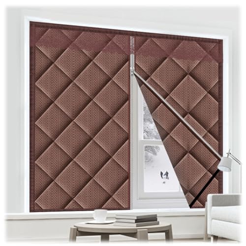 Fenster Thermo Cover Wärmedämmung Isolierung Vorhang für Winter Isolierung Abdeckung Winddicht Kälteschutz für Zuhause Baumwol Thermofolie(Dunkelbraun,120 * 90) von Generic