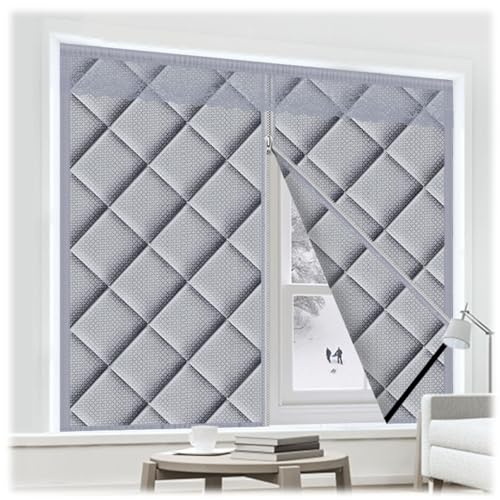 Fenster Thermo Cover Wärmedämmung Isolierung Vorhang für Winter Isolierung Abdeckung Winddicht Kälteschutz für Zuhause Baumwol Thermofolie(Grau,100 * 110) von Generic