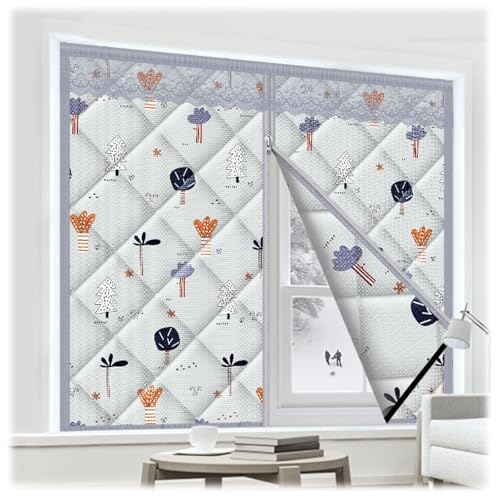 Fenster Thermo Cover Wärmedämmung Isolierung Vorhang für Winter Isolierung Abdeckung Winddicht Kälteschutz für Zuhause Baumwol Thermofolie(Hellgrau,130 * 60) von Generic