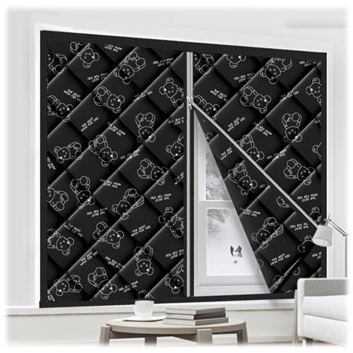 Fenster Thermo Cover Wärmedämmung Isolierung Vorhang für Winter Isolierung Abdeckung Winddicht Kälteschutz für Zuhause Baumwol Thermofolie(Schwarz,160 * 190) von Generic