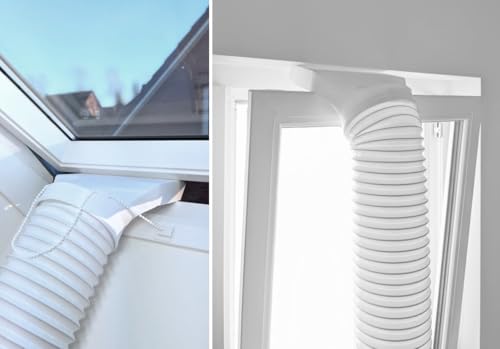 Klimaanlage Abluftschlauch Adapter - Auslass mobile Klimageräte zum Abführen warmer Abluft - passend Dachfenster, Kippfenster, Schwingfenster und Fenster der Marken VELUX und ROTO, Fensterdüse von Generic