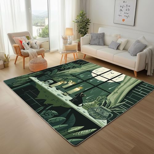 Fensterbank Blumentopf Kerze Teppich 200x300cm, Wohnzimmerteppich, Schlafzimmerteppich, Waschbarerteppich, Tier-Katzen-Totenköpfe Rutschfester Teppich für Küche, Flur, Esszimmer Fensterbank Blumentopf Kerze Teppich 200x300cm, Wohnzimmerteppich, Schlafzimmerteppich, Waschbarerteppich, Tier-Katzen-Totenköpfe Rutschfester Teppich für Küche, Flur, Esszimmer von Generic
