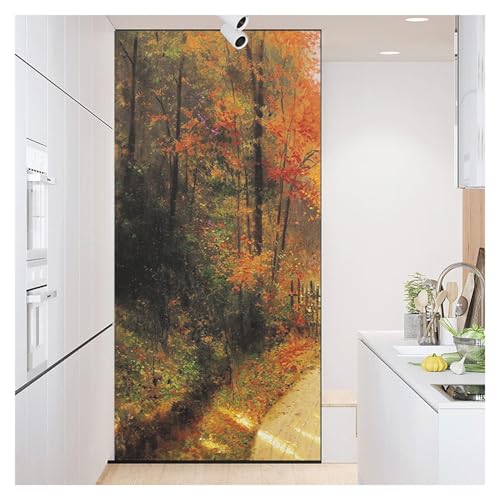 Fensterfolie Abnehmbar Uv-Blockierend Wärmeisolierung Nicht Klebend Baumherbstlandschaft Glas Fensterfolie Dekorative Statische Für Zuhause Frischhaltefolie Abdeckung 45x200cm von Generic