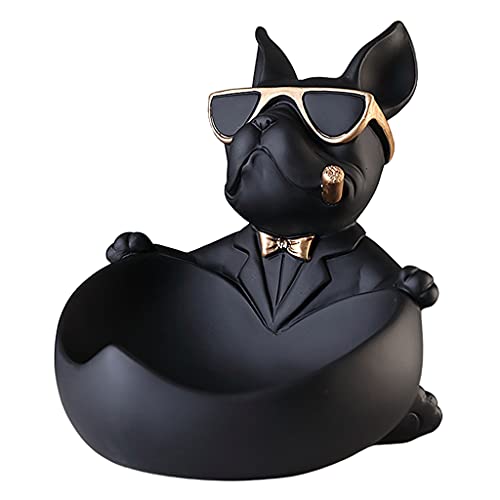 Fenteer Hund Statue Figurine Desktop Versammlung Hauptpunkt, Key Eingangsbereich Lagerung Box Zier Harz Skulptur Tray Home Aufenthaltsraum Schmuck Nachttisch Tabletop, Schwarz von Fenteer