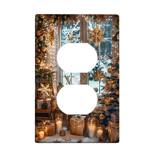 Festive Gold Lichtschalter-Abdeckplatten/Steckdosenabdeckungen, Winterurlaubsdekorationen, elegante Wohnakzente, thermoplastische Wandplatten, Standardgröße, Einzel-Duplex-Steckdose Festive Gold Lichtschalter-Abdeckplatten/Steckdosenabdeckungen, Winterurlaubsdekorationen, elegante Wohnakzente, thermoplastische Wandplatten, Standardgröße, Einzel-Duplex-Steckdose von Generic