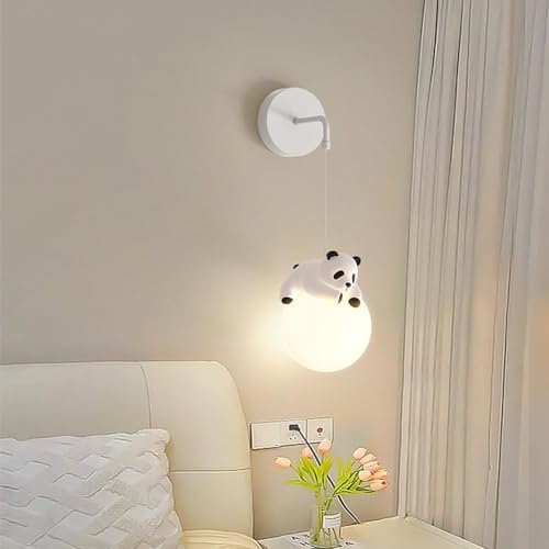 Festverdrahtete Wandleuchte Kinderzimmer 3D-Druck Mond Ball Schlafzimmer Wandleuchte Niedliche Cartoon Tiere Kaninchen Panda Bär Nordic Dimmbare Nachttisch-Wandleuchte Für Jungen, Panda Festverdrahtete Wandleuchte Kinderzimmer 3D-Druck Mond Ball Schlafzimmer Wandleuchte Niedliche Cartoon Tiere Kaninchen Panda Bär Nordic Dimmbare Nachttisch-Wandleuchte Für Jungen, Panda von Generic
