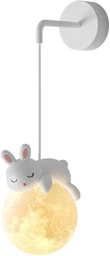 Festverdrahtete Wandleuchte Kinderzimmer 3D-Druck Mond Ball Schlafzimmer Wandleuchte Niedliche Cartoon Tiere Kaninchen Panda Bär Nordic Dimmbare Nachttisch-Wandleuchte Für Jungen, Rabbit Festverdrahtete Wandleuchte Kinderzimmer 3D-Druck Mond Ball Schlafzimmer Wandleuchte Niedliche Cartoon Tiere Kaninchen Panda Bär Nordic Dimmbare Nachttisch-Wandleuchte Für Jungen, Rabbit von Generic