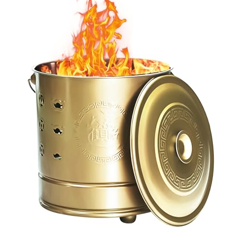 Feuerfass - Barrel Edelstahlkäfig | Camping im Freien Kochen Terrasse Gartendeck Ausrüstung, Deckelhaken Liner, Strandgefallene, Blätter Müll, Holzentsorgungsausrüstung für Balkon sicher brennende Ver von Generic