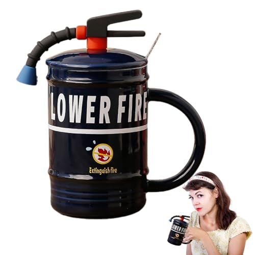 Feuerlöscher Kaffee-Kreation für Kaffeeliebhaber, Feuerwehr Cup | Teetasse aus Keramik | Geschenk Keramik rot Humor Büro Schreibtisch Lustig von Generic