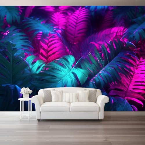 Filmischer Stil Tropische Pflanzen Palmblätter Fototapete Cyan Lila 200 x 140 cm, Wandbild Fototapete für Wohnzimmer Schlafzimmer Wandtapete Vlies Tapete UV-Beständig Montagefertig Filmischer Stil Tropische Pflanzen Palmblätter Fototapete Cyan Lila 200 x 140 cm, Wandbild Fototapete für Wohnzimmer Schlafzimmer Wandtapete Vlies Tapete UV-Beständig Montagefertig von Generic