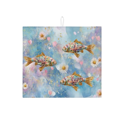 Fisch-Abtropfmatten für Küchentheke, buntes Mosaik-Fisch, saugfähiges Abtropfgestell, Feder-Mikrofaser-Trockenunterlage für Kaffee-Bar-Schutz, 40,6 x 45,7 cm Fisch-Abtropfmatten für Küchentheke, buntes Mosaik-Fisch, saugfähiges Abtropfgestell, Feder-Mikrofaser-Trockenunterlage für Kaffee-Bar-Schutz, 40,6 x 45,7 cm von Generic