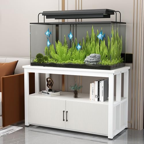 Fischaquarium Unterschrank Reptilien-Terrarium-Fischschrank, 2-stufiger Ständer, platzsparendes Design, Türen und Regale für schwere Lasten, perfekte Aufbewahrungshalterung für Zimmer und Re von Generic