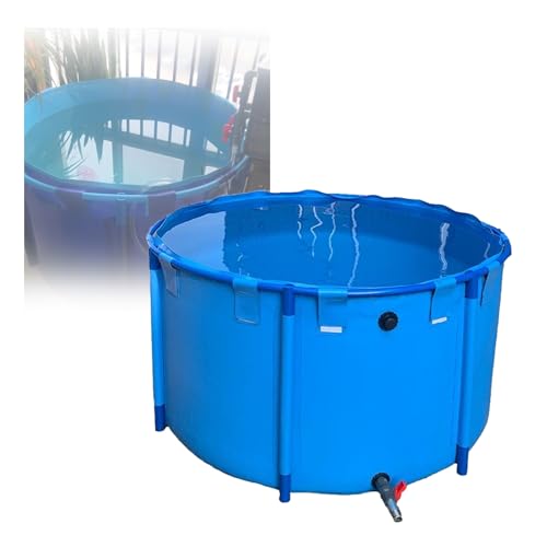 Fischteich Aus Segeltuch Mit Stahlrahmen Große, Zusammenklappbare Outdoor-Plane Einfach Aufzubauender, Runder Aufstellpool Hochbelastbares PVC, Einfache Montage(6801L/1797GAL-3.8X0.6M(D X H)) von Generic