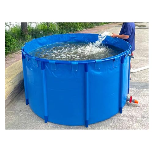 Fischteich Mit Stahlrahmen, Plane, Ablassventil, Blaues Aquariumbecken, Einfacher Aufbau Großer, Runder Aufstellpool Mit Metallrahmen(4823L/1274GAL-3.2X0.6M(D X H)) von Generic