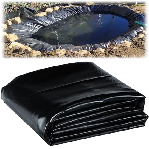 Fischteichfolie HDPE Gartenpoolmembran Schwarz Flexibel & Undurchlässig Teichfolie 5M×6M 7M×8M 8M×9M 9M×10M Teichplane Für Wasserfall & Bachbrunnen(Größe:1Mx1M) von Generic