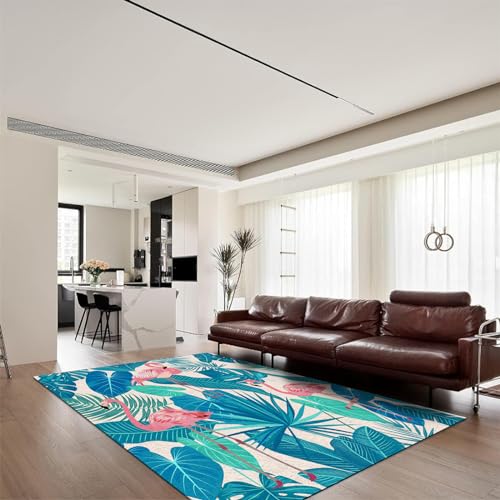 Flamingo Wohnzimmer Teppich Tropisch Flamingo Teppich Weich Teppich Küche Und Balkon Outdoor Teppich Teppich Kinderzimmer (Blue,140x200cm) von Generic