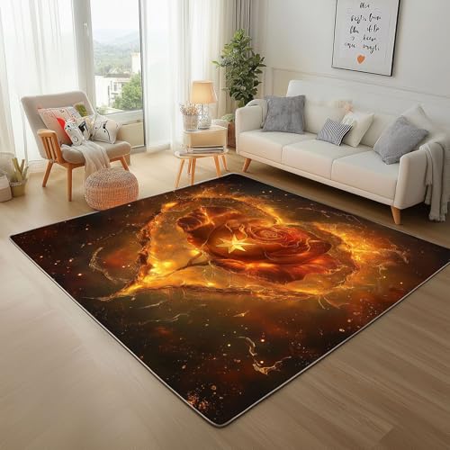 Flamme Rose Stern Teppich Wohnzimmer 200x300cm Rugs for Living Room, Kurzflor Waschbar Teppisch Liebe Flamme Rose Wohnzimmerteppich rutschfest für Schlafzimmer Kunstwolle Carpet Flamme Rose Stern Teppich Wohnzimmer 200x300cm Rugs for Living Room, Kurzflor Waschbar Teppisch Liebe Flamme Rose Wohnzimmerteppich rutschfest für Schlafzimmer Kunstwolle Carpet von Generic