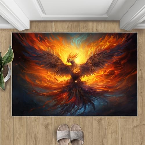 Flammen-Phönix Teppich Coole Flammen Kleine Teppiche Fabeltiere 50x80 Rug Phönix Vorleger Rutschfester Teppich Für Stark Frequentierte Bereiche Flammen-Phönix Teppich Coole Flammen Kleine Teppiche Fabeltiere 50x80 Rug Phönix Vorleger Rutschfester Teppich Für Stark Frequentierte Bereiche von BEQUTIY