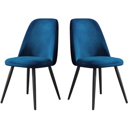 Flanell-Esszimmerstuhl, Küchenstühle 2er-Set, Schminkstuhl mit schwarzen Beinen, Beistellstuhl mit hochdichtem Schwammkissen, Freizeitstuhl von Generic