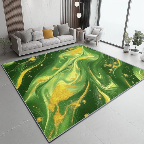Flanell Teppich, Abstrakt Fließen Marmor Druck Design weicher Teppich, Heimdekoration für Wohnzimmer Schlafzimmer Bodenteppich, 160 x 230 cm, pflegeleicht - Gelb Grün Flanell Teppich, Abstrakt Fließen Marmor Druck Design weicher Teppich, Heimdekoration für Wohnzimmer Schlafzimmer Bodenteppich, 160 x 230 cm, pflegeleicht - Gelb Grün von Generic