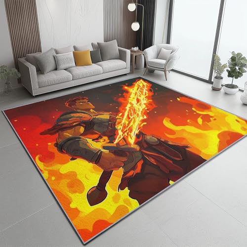 Flanell Teppich, Anime Fantasy Krieger Schwert Druck Design weicher Teppich, Heimdekoration für Wohnzimmer Schlafzimmer Bodenteppich, 60 x 90 cm, pflegeleicht - Bunt von Generic