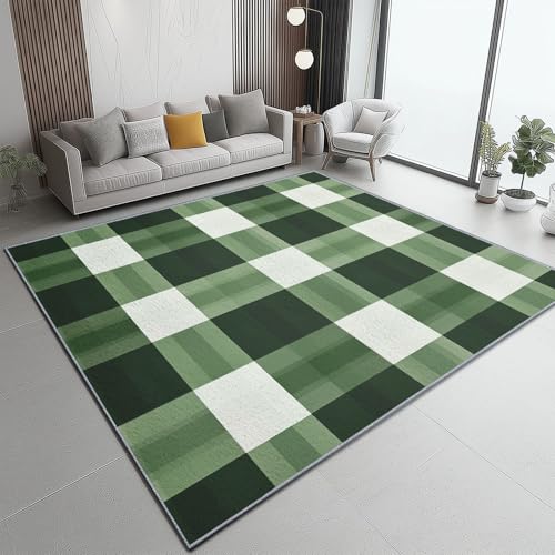 Flanell Teppich, Einfach Karo Textur Linien Druck Design weicher Teppich, Heimdekoration für Wohnzimmer Schlafzimmer Bodenteppich, 160 x 230 cm, pflegeleicht - Grün Weiß Flanell Teppich, Einfach Karo Textur Linien Druck Design weicher Teppich, Heimdekoration für Wohnzimmer Schlafzimmer Bodenteppich, 160 x 230 cm, pflegeleicht - Grün Weiß von Generic