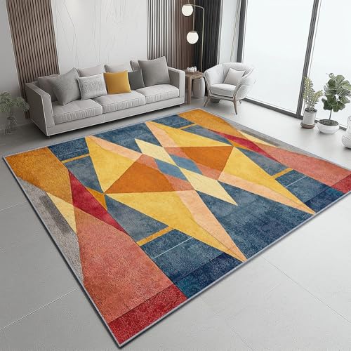 Flanell Teppich, Geometrisch Raute Dreieck Linien Druck Design weicher Teppich, Heimdekoration für Wohnzimmer Schlafzimmer Bodenteppich, 160 x 230 cm, pflegeleicht - Bunt von Generic