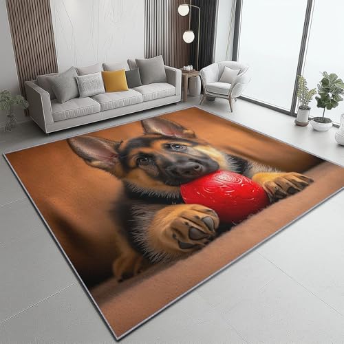 Flanell Teppich, Nahaufnahme Niedlich Tier Schäferhund Druck Design weicher Teppich, Heimdekoration für Wohnzimmer Schlafzimmer Bodenteppich, 120 x 180 cm, pflegeleicht - Bunt von Generic