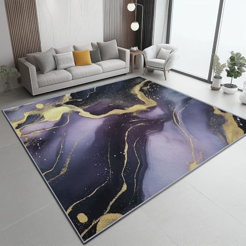 Flanell Teppich, Traum Marmor Eleganz Druck Design weicher Teppich, Heimdekoration für Wohnzimmer Schlafzimmer Bodenteppich, 80 x 150 cm, pflegeleicht - Gold Lila Flanell Teppich, Traum Marmor Eleganz Druck Design weicher Teppich, Heimdekoration für Wohnzimmer Schlafzimmer Bodenteppich, 80 x 150 cm, pflegeleicht - Gold Lila von Generic