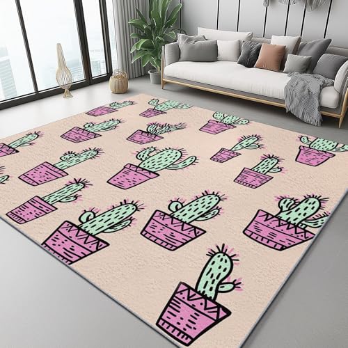 Flanell Teppich Wohnzimmer Cartoon-Stil – Kurzflor & Flauschig – Waschbar & rutschfest – Weicher Teppich Für Schlafzimmer, Esszimmer Kaktus Topfpflanze 120 X 170 cm Flanell Teppich Wohnzimmer Cartoon-Stil – Kurzflor & Flauschig – Waschbar & rutschfest – Weicher Teppich Für Schlafzimmer, Esszimmer Kaktus Topfpflanze 120 X 170 cm von Generic