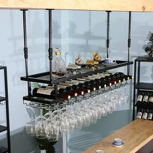 Flaschenhalter: Weinständer, Weinregal zur Wandmontage, Weinregal aus Metall, Weinregal, freistehend, Vintage-Display im Industriestil mit 2 Ebenen für Bar, Restaurant Flaschenhalter: Weinständer, Weinregal zur Wandmontage, Weinregal aus Metall, Weinregal, freistehend, Vintage-Display im Industriestil mit 2 Ebenen für Bar, Restaurant von Generic