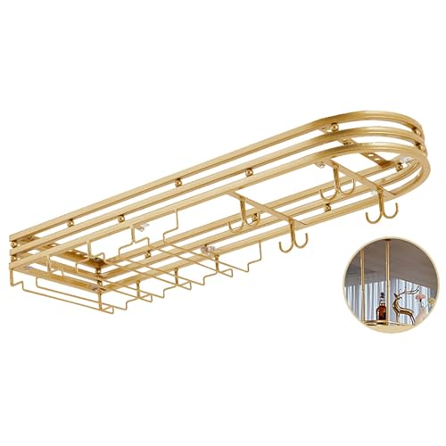 Flaschenhalter: hängendes Weinregal aus Metall, schwimmendes Flaschenregal aus Eisen, Weinglashalter, Aufbewahrungsablagen, Weinglashalter, hängender Flaschenhalter, Flaschenhalter von Generic