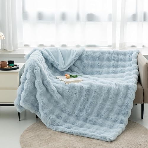 Flauschige Decke, Weiße Kunstpelzdecke, Flauschige Decke, Kunstkaninchenfelldecke, Wendbar Fuzzy, Für Couch, Bett, Stuhl, Waschbar, Antistatisch, Light Blue, 180x200cm/70x80 Flauschige Decke, Weiße Kunstpelzdecke, Flauschige Decke, Kunstkaninchenfelldecke, Wendbar Fuzzy, Für Couch, Bett, Stuhl, Waschbar, Antistatisch, Light Blue, 180x200cm/70x80 von Generic