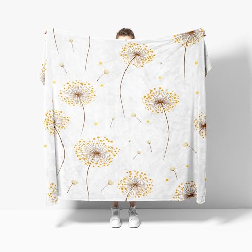 Flauschige Kuscheldecke XXL 180x200 cm Einfacher Abstrakter Dandelion Anti-Fading und Nicht Fallend TV-Decke Weich Warm Wohndecke Weiß Fleecedecke als Sofadecke Bettüberwurf Geschenkdecke von Generic