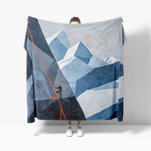 Flauschige Kuscheldecke XXL 180x220 cm Abstrakte Kletterpflanze Anti-Fading und Nicht Fallend TV-Decke Weich Warm Wohndecke Geometrisches Blau Fleecedecke als Sofadecke Bettüberwurf Geschenkdecke von Generic