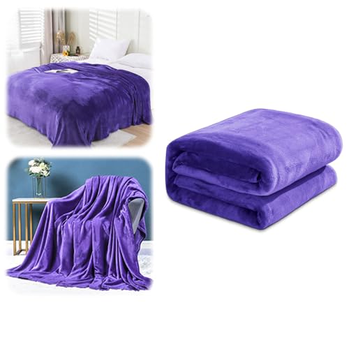 Fleece-Bettdecken, weiche, leichte Plüschdecke, flauschig, kuschelig, Mikrofaser-Decke, Sherpa-Fleecedecke, warme und weiche Decke für Bett, Sofa und Reisen (lila, 100 x 120 cm) von Generic