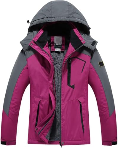 Fleece Warm Windproof Jacke Damen wasserdichte Outdoorjacke Atmungsaktiv Winddichte Softshelljacke Wanderjacke Leichte Funktionsjacke Mit Abnehmbarer Kapuze, Grape Violet 1, XXL Fleece Warm Windproof Jacke Damen wasserdichte Outdoorjacke Atmungsaktiv Winddichte Softshelljacke Wanderjacke Leichte Funktionsjacke Mit Abnehmbarer Kapuze, Grape Violet 1, XXL von Generic