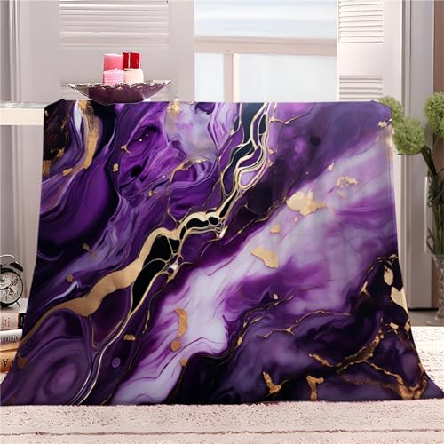 Fleecedecke 150x200cm XXL Stilvolle Lila-Goldene Marmorstreifen Kuscheldecke Flauschig Weiche Lila Flanell Decke als Sofadecke Couchdecke Tagesdecke, Geschenk Kuscheldecke für Mädchen Jungen Fleecedecke 150x200cm XXL Stilvolle Lila-Goldene Marmorstreifen Kuscheldecke Flauschig Weiche Lila Flanell Decke als Sofadecke Couchdecke Tagesdecke, Geschenk Kuscheldecke für Mädchen Jungen von Generic