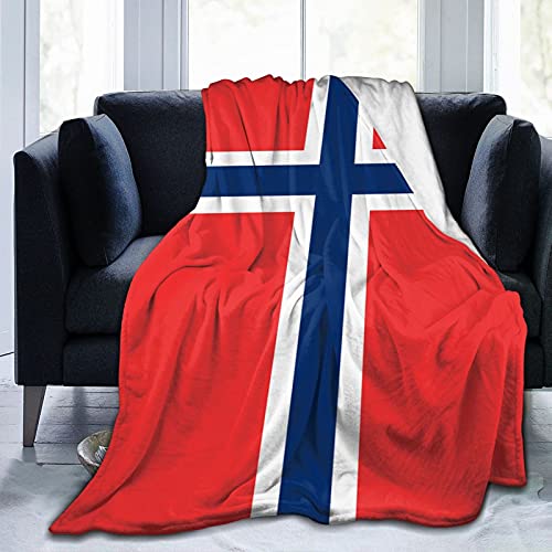 Fleecedecke mit Norwegen-Flagge, warm, weich, antistatisch, dick, flauschig, Luxus-Bettdecke für Couch, Bett, Sofa, ultra-luxuriös, warm und gemütlich für alle Jahreszeiten, 127 x 101 cm von Generic