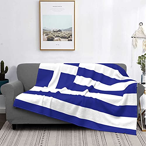 Fleecedecke mit griechischer Flagge, warm, weich, antistatisch, dick, flauschig, Luxus-Bettdecke für Couch, Bett, Sofa, ultraluxuriös, warm und gemütlich für alle Jahreszeiten, 203 x 152 cm von Generic