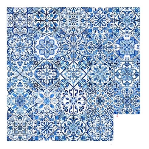 Fliesen Zum Bad Haften - Dank Unserer Aufkleber Für Das Fliesen Zum Abheben Und Strecken, Wasserdichte Portugiesische Sticker 24PCs | Blaue Und Weiße Fliesenaufkleber von Generic