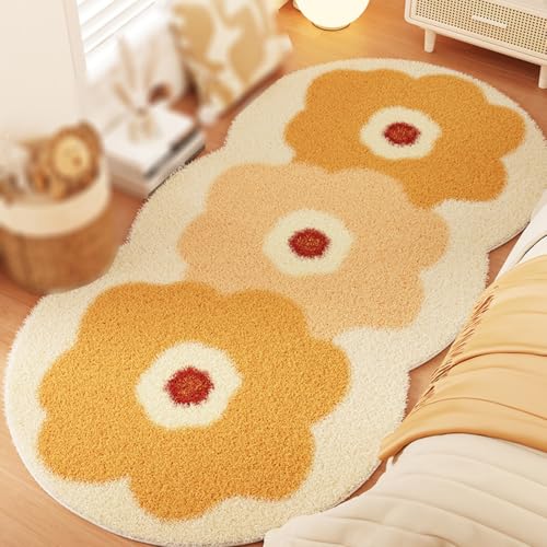 Floral Area Rugs, Bedside Rug, Abstract Washable Carpet Rugs Für Wohnzimmer Schlafzimmer Spielzimmer Bodenmatte(Yellow A,80x180cm) von Generic