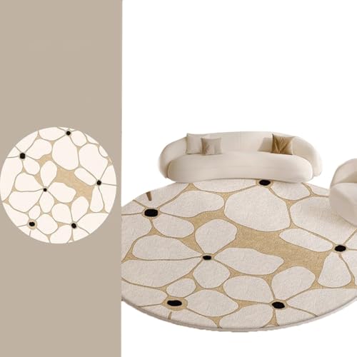Floral Runde Fläche Teppich Vintage Teppich Maschine Waschbar Wohnzimmer Schlafzimmer Esszimmer Teppiche Bodenmatte(Pattern C,Diameter 300cm) von Generic